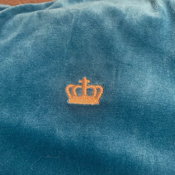 Juicy Couture Velour Hoodie Spellout JUICY on Hood Teal Peacock Girls Sz 14 - Picture 5 of 11